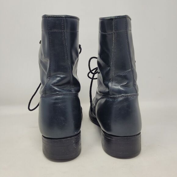 Vintage Justin Boots Womens 8B Blue Leather Kiddle Ankle Lace Up Western Ranch - Picture 5 of 10